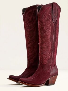 Ariat Red Maroon Suede Laramie X Toe Western Boot